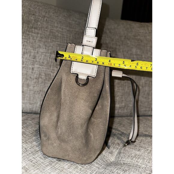 Furla Bucket‎ Bag Small Grey Calf Leather Suede Miastella Chic Modern Designer - Picture 16 of 16